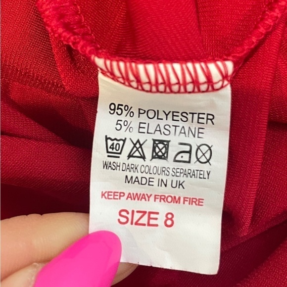 Club London Red Long Sleeve Backless Fishtail Train Maxi Dress - Picture 11 of 12